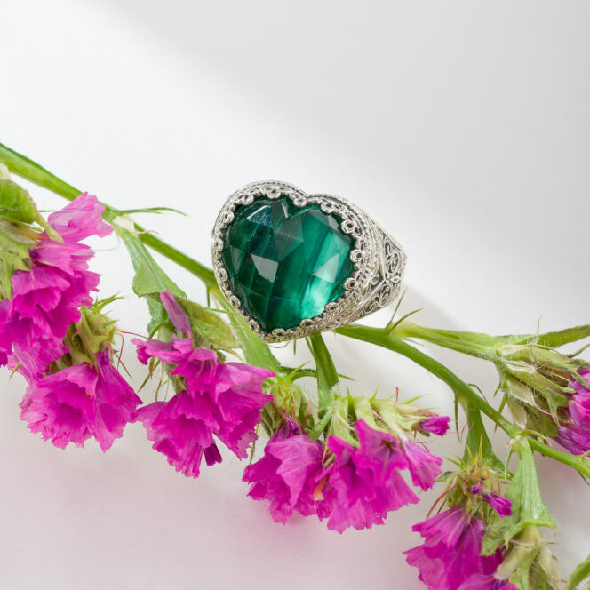 Aegean Colors Heart ring in Sterling Silver with Doublet Gemstone