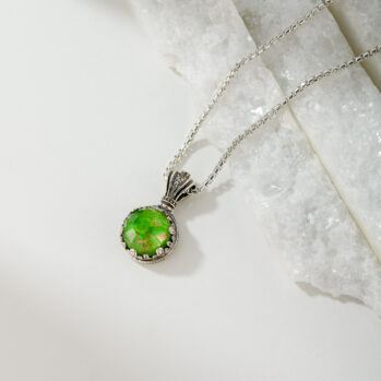Aegean colors Round Pendant in Sterling Silver with Doublet Gemstone