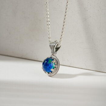 Aegean Colors Round Pendant in Sterling Silver with Doublet Gemstone