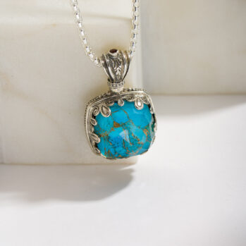 Aegean colors big square pendant in Sterling Silver