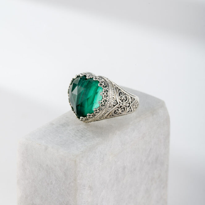 Aegean Colors Heart ring in Sterling Silver with Doublet Gemstone - Image 2