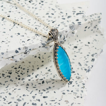 Aegean colors Marquise Pendant in Sterling Silver
