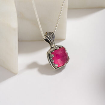 Aegean colors medium Square Pendant in Sterling Silver