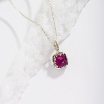 Aegean colors mini square Pendant in Sterling Silver