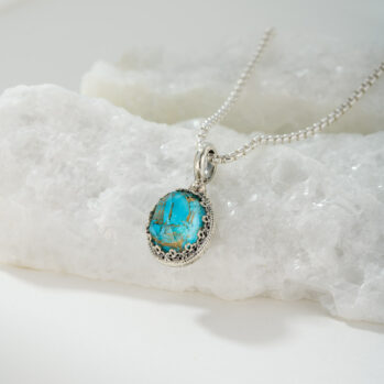 Aegean Colors Oval Pendant in Sterling Silver with Doublet Gemstone