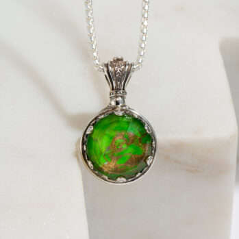 Aegean colors big round pendant in Sterling Silver