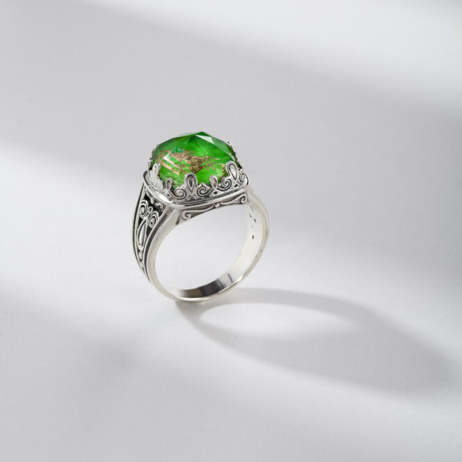 Aegean Colors Square Ring in Sterling Silver with Doublet Gemstone - Image 3