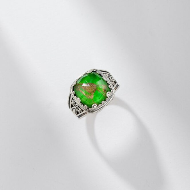 Aegean Colors Square Ring in Sterling Silver with Doublet Gemstone - Image 2
