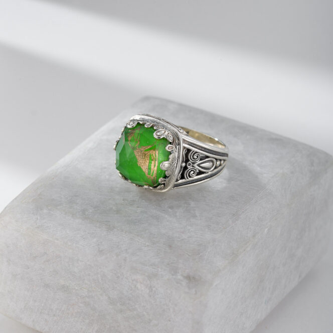 Aegean Colors Square Ring in Sterling Silver with Doublet Gemstone