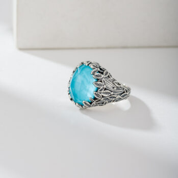 Cyclamin Oval Ring in Sterling Silver with Doublet Gemstone