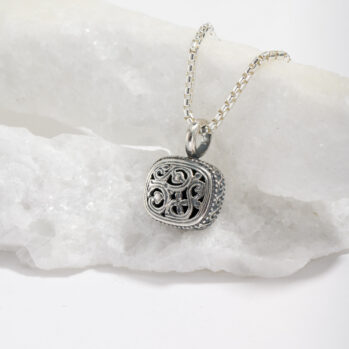 Garden Shadows small Cushion Pendant in Sterling Silver