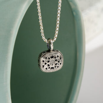 Garden Shadows small Cushion Pendant in Sterling Silver