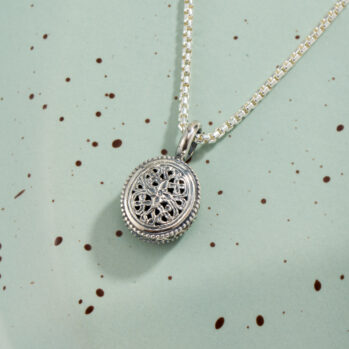 Garden Shadows small oval Pendant in Sterling Silver