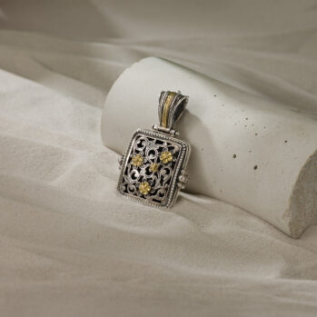 Garden Shadows Cushion Pendant in 18K Gold and Sterling Silver