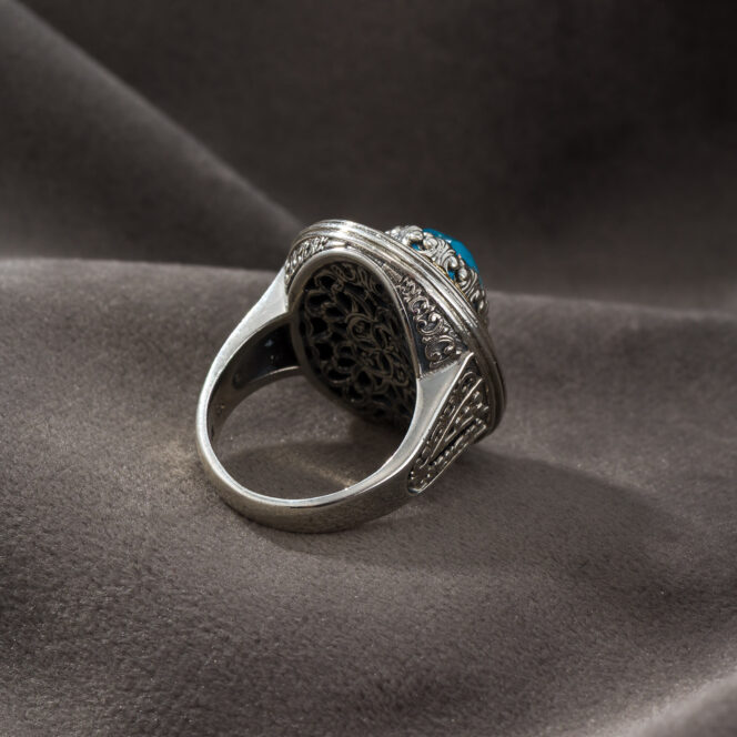 Imperial oval Ring in 18K Gold and Sterling Silver with Doublet Stone - Image 2