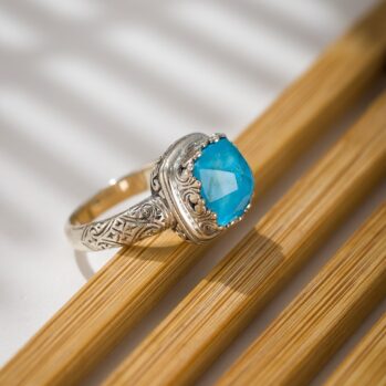 Iris Square Ring in Sterling Silver with Doublet Gemstone