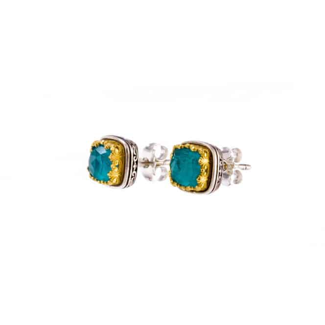 Iris stud earrings in Sterling Silver with Gold plated parts - Image 8