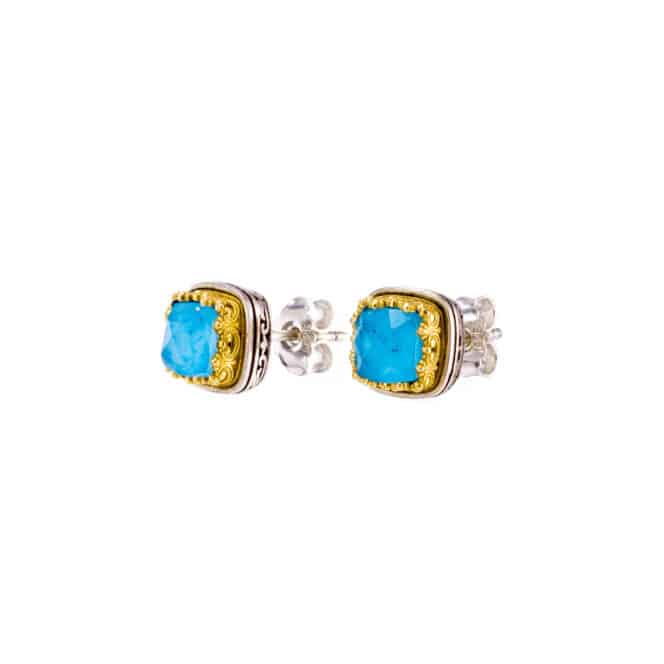 Iris stud earrings in Sterling Silver with Gold plated parts - Image 9