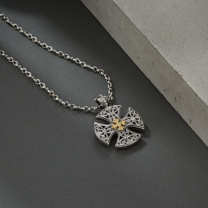 Patmos cross in 18K Gold and Sterling Silver - Image 2