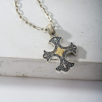 Patmos Cross in Sterling Silver with 18K Gold