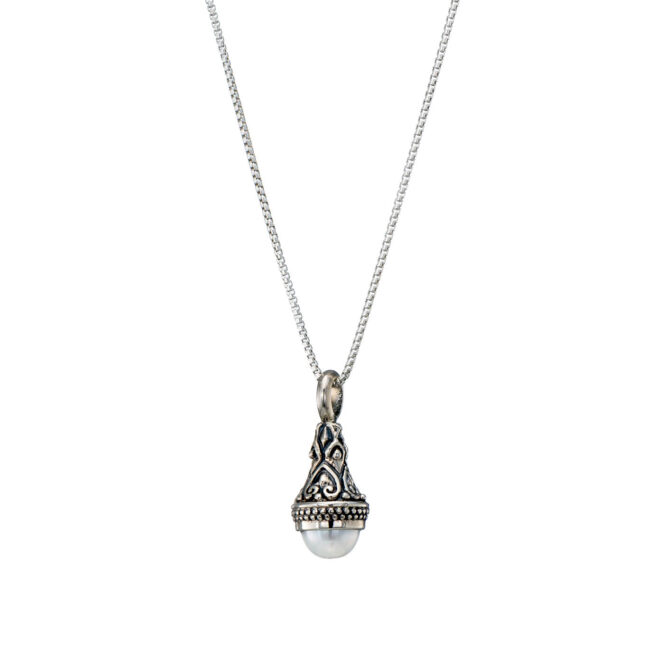 Santorini pendant in Sterling Silver with Pearl - Image 2