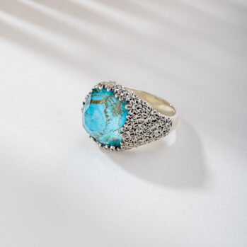 Wild Flower Anthemis square Ring in Sterling Silver with Doublet Gemstone