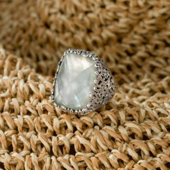 Wild Flower Anthemis Ring in Sterling Silver with Doublet Gemstone