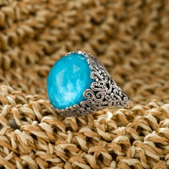 Wild Flower Anthemis Big Round Ring in Sterling Silver with Doublet Gemstone