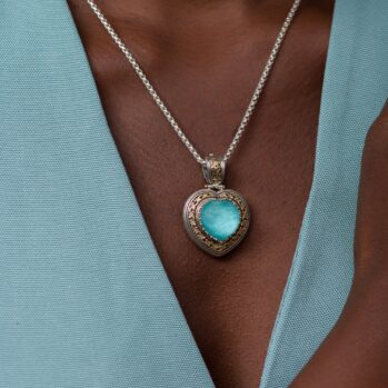 Imperial Heart Pendant in 18K Gold and Sterling Silver with Doublet Gemstone