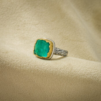 Iris Square Ring in Sterling Silver with Gold Plated Parts