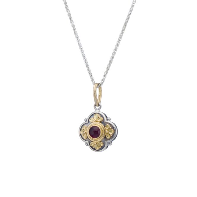 Athenian flower Byzantine pendant in 18K Gold and Sterling Silver - Image 2