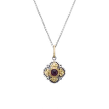 Athenian flower Byzantine pendant in 18K Gold and Sterling Silver