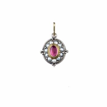 Athenian flowers Aphrodite oval pendant in 18K Gold and Sterling Silver