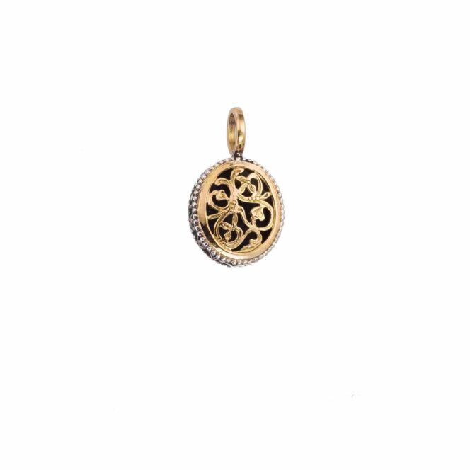 Garden shadows small oval pendant in 18K Gold and  Sterling Silver