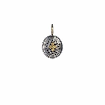 Garden shadows small oval pendant in 18K Gold and Sterling Silver