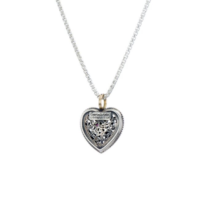 Garden Shadows Heart Pendant in 18K Gold and Sterling Silver - Image 3