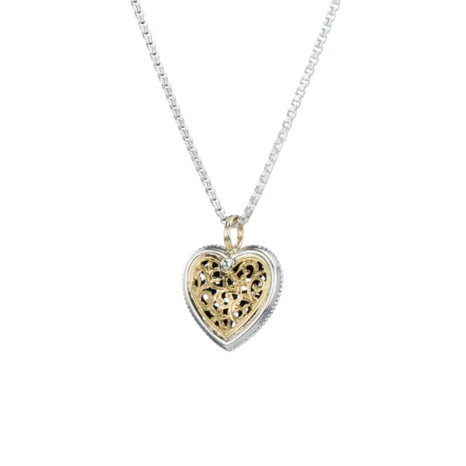 Garden Shadows Heart Pendant in 18K Gold and Sterling Silver - Image 2