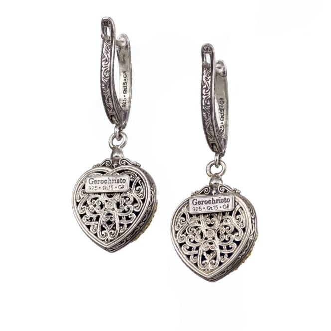 Iris hearts earrings in Sterling Silver with Gold Plated Parts - Image 2