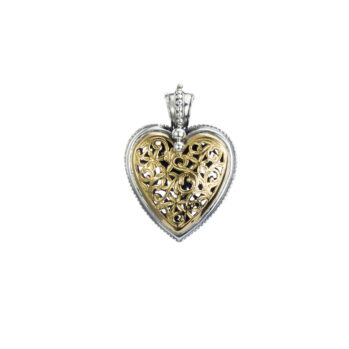 Garden Shadows medium Heart pendant in 18K Gold and Sterling Silver