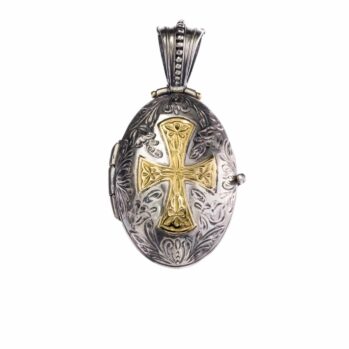 Locket pendant in 18K Gold and Sterling Silver