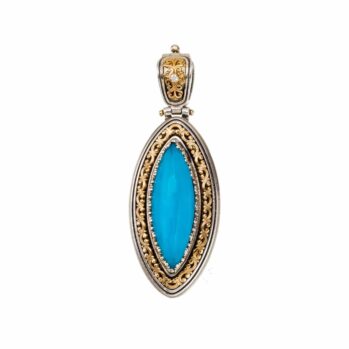 Imperial Marquise Pendant in 18K Gold and Sterling Silver with Gemstones