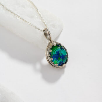 Aegean colors Oval Pendant in Sterling Silver