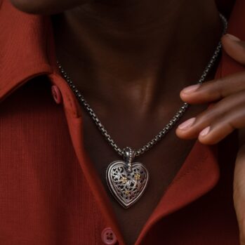 Garden Shadows medium Heart pendant in 18K Gold and Sterling Silver