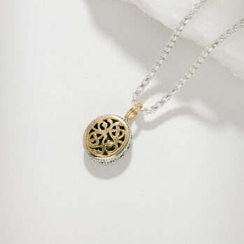 Garden shadows small oval pendant in 18K Gold and  Sterling Silver