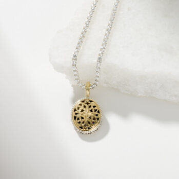 Garden shadows small oval pendant in 18K Gold and Sterling Silver