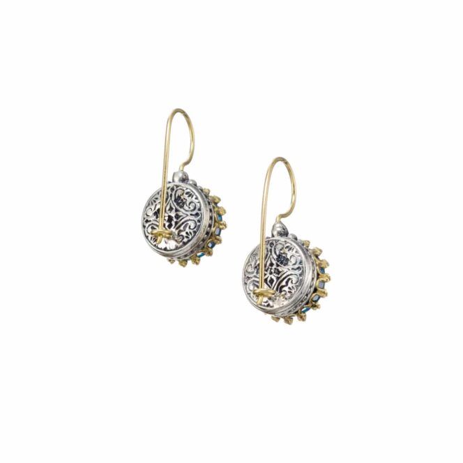 Crown round Earrings in 18K Gold and Sterling Silver with Semi precious Stones - Image 3