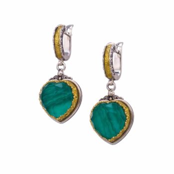 Iris hearts earrings in Sterling Silver with Gold Plated Parts