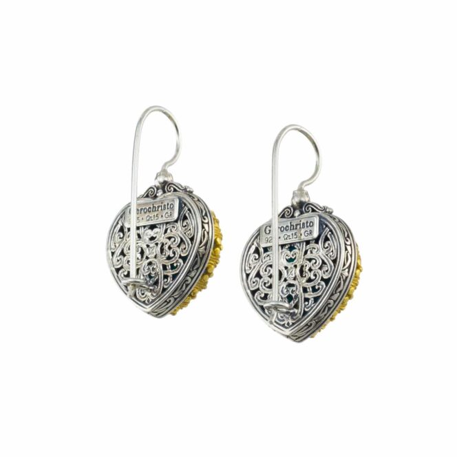 Iris Heart Earrings in Sterling Silver with Gold Plated Parts - Image 4