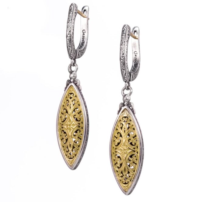 Mediterranean marquise earrings in 18K Gold and Sterling Silver