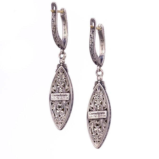 Mediterranean marquise earrings in 18K Gold and Sterling Silver - Image 2